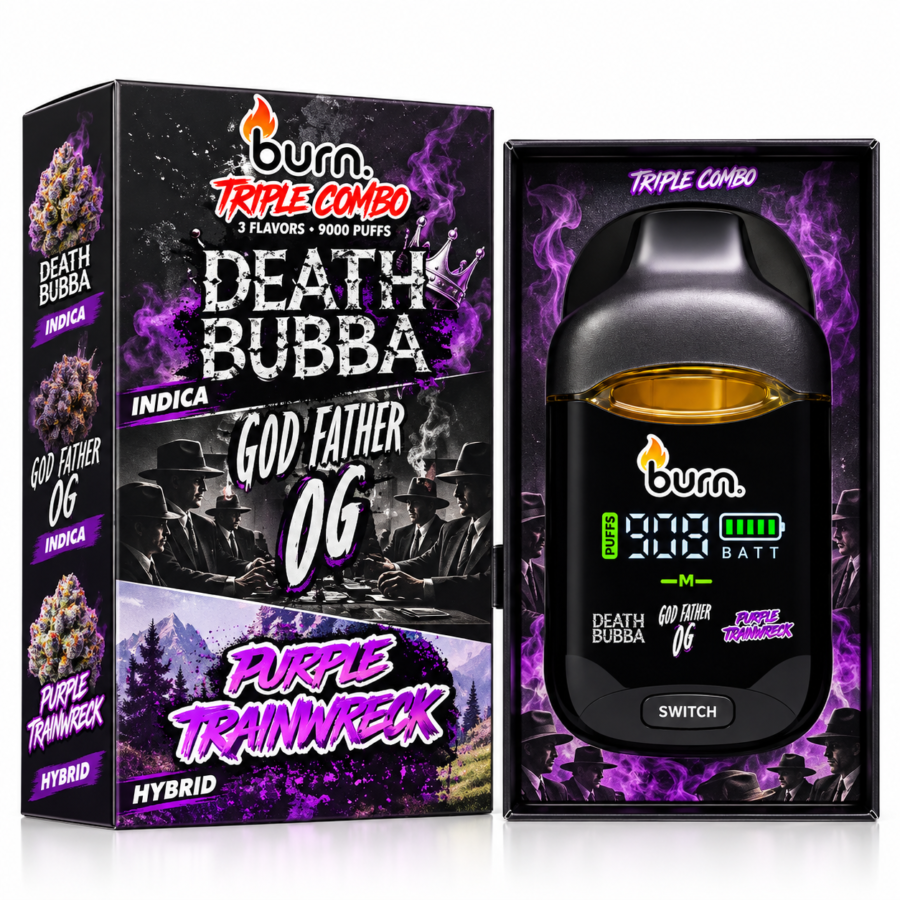 **BURN DISPOSABLE VAPE** — 3 GRAMS • 3 FLAVORS — BOX C