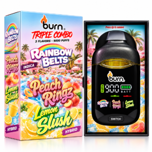 **BURN DISPOSABLE VAPE** — 3 GRAMS • 3 FLAVORS — BOX A